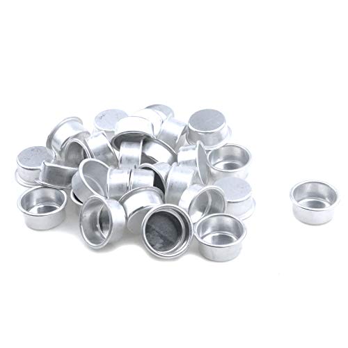 Coshar 30pcs Candle Holders Candlestick Holder Cup Candle Drip Protectors Empty Case for Candle Making, 38x18mm - size: 38x18mm, Silver