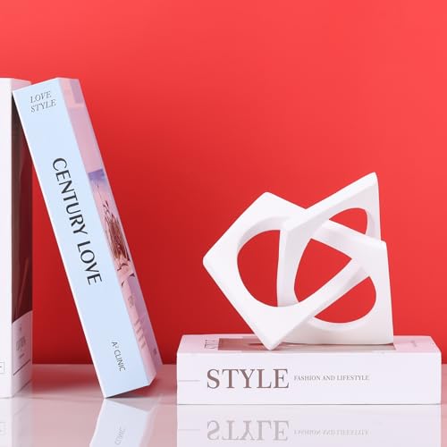 Modern Geometric Sculpture White Knot Statue Decor, Home Bookcase Centerpiece Jax Decorative, Tabletop Sculpture and Figurines, for Home Decor Accent Cube Ornaments - color: White