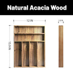 KITEISCAT Acacia Wood Silverware Organizer, Kitchen Utensil Drawer Organizer for Forks, Knives & Spoons, 6-Compartment Cutlery Tray, Flatware Holder - size: 6 Compartments