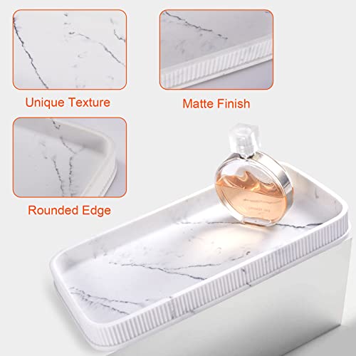 Bathroom Counter Tray Matte Vanity Tray Decor Perfume Trays Dresser Holder for Bathroom Countertop Jewelry Candle Soap Plant Towel Cosmetic Organizer Rectangle Large Serving Tray - color: Marble4