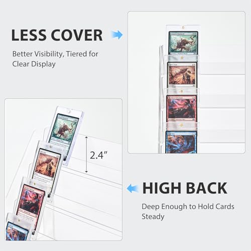 DEEIF 4 Tier Acrylic Trading Card Display Stand, 12" Riser Display Shelf for Magnetic Holders, Toploaders, PSA Graded Cards, TCG Sports Card Collection (1 Pack) - size: 4Tier, 1Pack