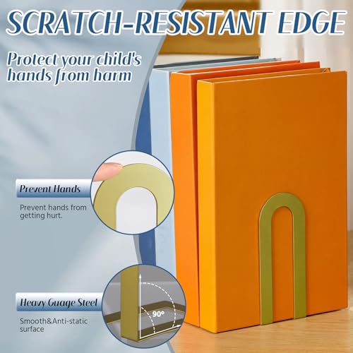 Chunful 6 Pcs Gold Book Ends for Shelves Decorative Small Modern Metal Bookends Book Shelf Organizer Minimalist Design Stopper to Hold Books for Home Office(5.5 * 3.75 * 2.25inch) - color: Gold, size: 5.5*3.75*2.25inch
