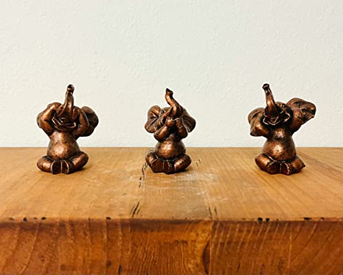 Nature's Mark 3 Baby Elephants See No Evil Hear No Evil Resin Statue Figurine Home Decorative Accent Decor