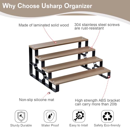 Perfume Stand for Men,4 Tier Cologne Organizer,Display Shelf Stands for Dresser,Wooden Shelf Display Risers for Party,Makeup,Figures,Cupcake,Dessert(Walnut,Width=14") - color: Walnut, size: 4 Tiers-width=14"