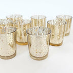 WGV Gold Speckled Tea Light Votive Candle Holder 2.2x2.75, Small Tiny Utility Cylinder Mercury Glass Vase, Home Accent Decor, 1 Pc - color: Gold-cylinder-2.75"