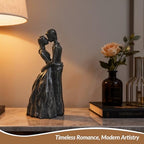 Black Couple Embracing Resin Figurine, 7.9" H, Romantic Gifts for Him & Her, Faux Black Wrought Iron Finish, Engagement Anniversary Wedding Keepsake Home Decor - style: Black Couple Embrace