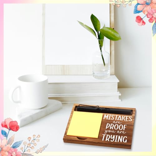 FOUGSTA Mental Health Office Gifts for Women, Psychologist Gift, School Counselor Desk Decor, Office Gifts for Therapy, Wooden Notepad Pen Holder With Appreciation Quotes,16.5 x 12 x 1.5 cm,XXN24 - style: Mistakes