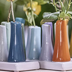 Chive - Pooley 2, Ceramic Flower Vase, 8-Tube Shape (Scout Blue with Blue and Green) - color: Scout Blue With Blue and Green