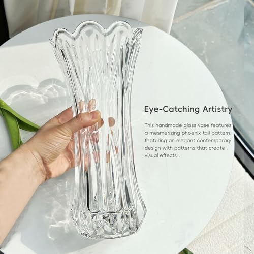 11.2 Inch Clear Glass Vase-Thickened Cylinder Flower Vase Decor for Home Dining Table Centerpieces Office Wedding Holiday Party - color: Clear-tall, size: Tall