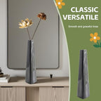 7 Inch Black Ceramic Tapered Tabletop Vase Modern Minimalist Vase for Home Office Decor