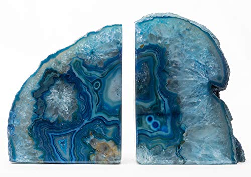 Agate Bookend with Rubber Bumpers Plus (3.5-6 lb, Blue) - color: Blue, size: 3.5 - 6 lb