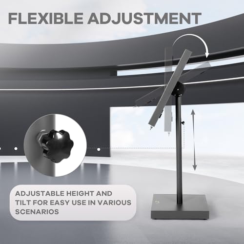 Vaste Large Steel Menu Displays Adjustable Floor Standing Holder Advertising Display with Cover Heavy-duty Base LED Lights Locks for Shopping malls restaurants conferences exhibitions（Black）