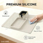 Luxury Gold Trim Couch Cup Holder Tray - Weighted Silicone Anti-Spill Sofa Armrest Organizer, Non-Slip Recliner Tray Table for Drinks, Remote, Phone - Fits Most Couch Arms, Home Gift (Beige Grey) - color: Beige Grey