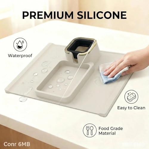 Luxury Gold Trim Couch Cup Holder Tray - Weighted Silicone Anti-Spill Sofa Armrest Organizer, Non-Slip Recliner Tray Table for Drinks, Remote, Phone - Fits Most Couch Arms, Home Gift (Beige Grey) - color: Beige Grey