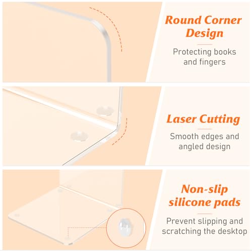 Acrylic Bookends 6 Pcs, Clear Book Ends for Shelves, Transparent Organizer, Holder Stand Decorative, Stoppers for Heavy Duty Books, CD, File, Video Games - color: Clear 6 Pieces