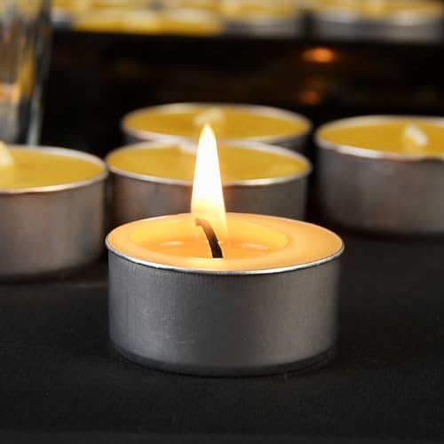 16 Packs Beeswax Tealight Candles,Natural Beeswax Tea Lights Candle in Aluminum Cups,4-5 Hour Burn Time,Unscented Smokeless Candles - style: 16 packs