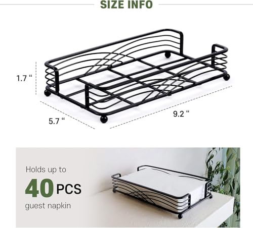 Black Guest Towel Holder Tray for Bathroom – Disposable Paper Hand Towel Holder, Rectangle Napkin Organizer for Powder Room, Modern Guest Napkin Holder for Bathroom Countertop Use - color: C - Black Napkin Holder for Bathroom, size: Guest Towel Holder