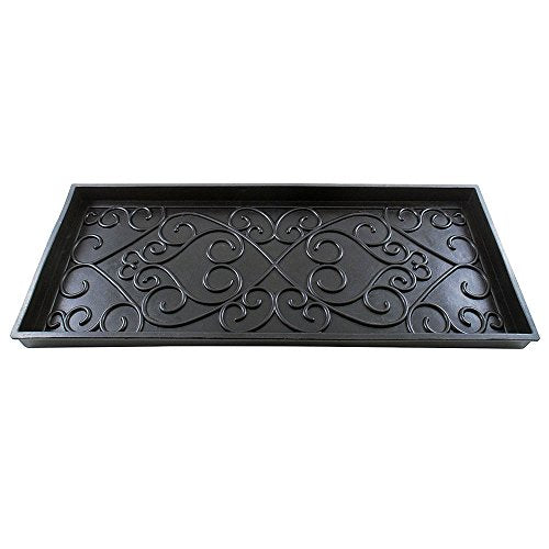 Achla Designs Scrollwork Rubber Boot Tray, Medium,Black - size: 34" x 14.3" x 2"