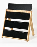 BS-VOG Necklace Display for Vendors, Foldable Jewelry Display Stand for Selling 66 Necklaces, 3-Tier Wood Jewelry Holder Storage Organizer with Black Velvet for Craft Shows & Boutiques