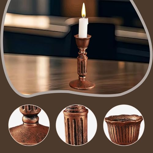 Vintage Candle Holder Retro Candelabra Floral Decorative for Desktop Dining Room Living Room Anniversary Special Events, M