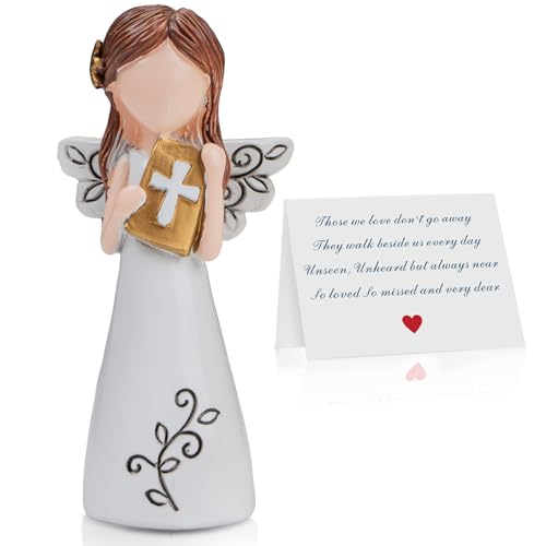 kullder Resin Praying Angel Figurines, Guardian Angel Statue -Sympathy Gifts for Loss of Loved One, Biblical Prayer Decorative Statues, Memorial Gifts for Healing, Christian Grief Gifts for Women - color: Bible Angel Figurine