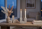 Spiretro Elegant U-Shape Marble Candle Holder for Taper Candles – Real Marble with Grayish-White and Brown Veining, Soft Pads for Surface Protection – 5.5” W x 4.5” H x 1.75” D