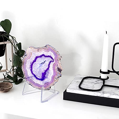 Hipiwe 10 Packs Acrylic Easel Stands X-Large Clear Coin Display Easel Holder for Displaying Agate Slices Coins Challenge Medals Casino Chips, 2.7 Inch Tall