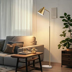 High-end Gold Brass Floor Lamp Bright 12W LED Light, Adjustable in Three Colors and Height, Electroplated Iron Lamp Post,Exquisite Craftsmanship,Standing Lamp for Living Room Bedroom Office Reading - color: Gold
