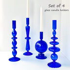Candle Stick Candle Holder, Glass Candle Holders for Table Centerpiece, Modern Style Klein Blue Candle Holder Mixed 4pcs - color: Klein Blue