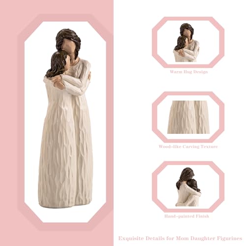 Gifts for Mom from Daughter, Mother and Daughter Hugging Figurines - Perfect for Mothers Day Christmas or Birthday Gifts, Resin, 9.8" H - style: Hugging Mom Daughter