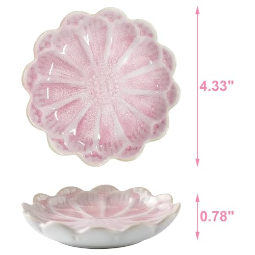 Lotus Ceramic Jewelry Tray, Small Trinket Jewelry Ring Holder Organizing Dish, for Parents Daughter Friends Sister, Birthday Gifts for Women, Pink - color: Pink