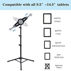 Ipad Tripod Stand, Height Adjustable iPad Stand Floor, Tablet Holder Stand with 360 Degree Rotating Tablet Mount for ipad Pro12.9, iPad Air and Other Device Within 9.5-14.5 Inch