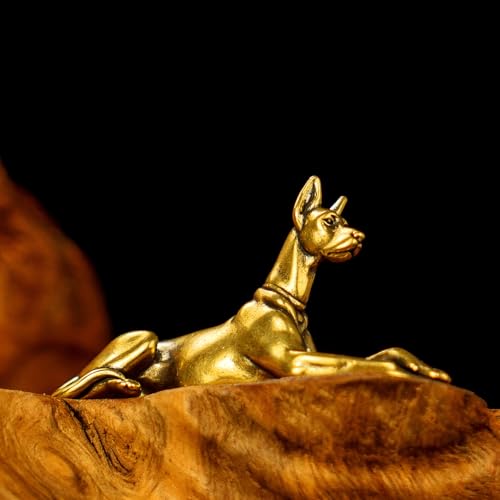 CHOVY Exquisite 100% Solid Brass Doberman Figurine - Handcrafted Vintage Sitting Dog Statue, Premium Office Desk Decor for Men, Unique Gift for Dog Lovers & Breed Enthusiasts - style: Horizontal Doberman