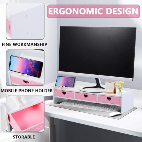 Multi-Purpose Computer Monitor Stand Riser 19.29X7.48X3.93In Elevated Rack Desk Organizer for Space Saving and Desktop Screen Comfort