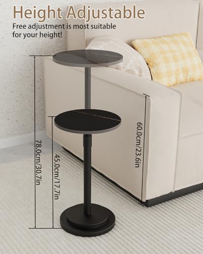 Height Adjustable Drink Table, Vintage Round Indoor Metal Plant Stand, for Small Spaces, Living Room, Bedroom, Cocktail, 1 Pack, Black, GBZ001CB-1 - color: Black, size: Rotundity
