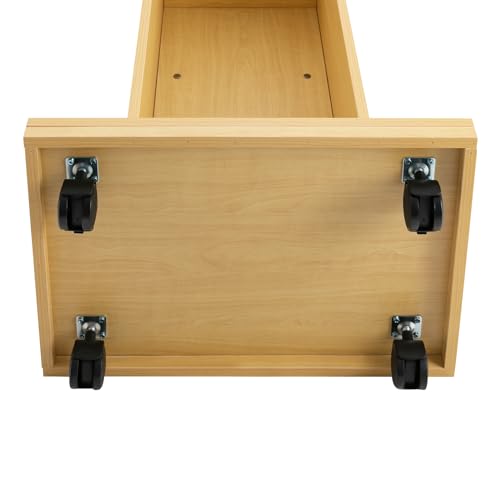 Oak Mobile 43.3" Height Rolling Podium, 3-Tier Movable Desk Lectern Laptop Workstation W/ 4 Wheels Conference Presentation Stand Portable Presentation Standing for Classroom, Church - color: Oak
