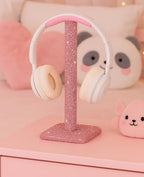 Luxury Rhinestone Headphone Stand – Cute Crystal Headset Holder for Gamer Girl Desk Setup – Bling Kawaii Desk Accessories with Soft Headrest – Aesthetic Gift for Daughter & Girlfriend (Pink) - color: Pink Sparkle