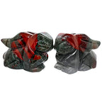 2" Natural Africa Bloodstone Sitting Rabbit Statue, Hand Carved Animal Figurine Sculpture Decorative Fengshui Home Decoration Healing Crystal