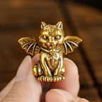 CHOVY Retro Handcrafted Evil Cat Sculpture - 100% Solid Brass Demon Cat Figurine with Wings & Fangs | Gothic Dark Fantasy Desktop Decor, Collectible Art Piece Unique Gift - style: Demon Cat