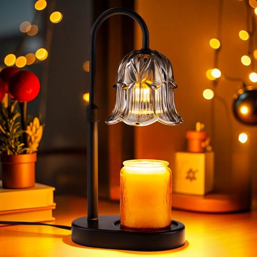 Candle Warmer Lamp Adjustable Timer Electric－ Gray Flower Shaped Wax Melting Lamp - color: Gray