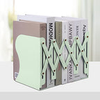 Honagu Adjustable Bookends, Metal Book Ends for Shelves Heavy Book, Desk Magazine File Organizer for Home, Office, Books, Papers, Extends up to 19 inches (Macaron Green) - color: Macaron Green