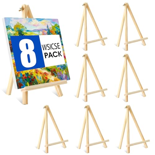 8 Pack 11.8In Tabletop Easel, Wooden Easels for Paiting Adjustable Foldable for Kids, Students, Beginners