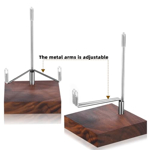 Wenqik 4 Pcs Crystal Display Stand Adjustable Metal Arms Small Rock Display Stand with Wooden Base Geodes Rock Agate Mineral Easel Holder for Collectibles(2.56 x 2.56 x 4.33 Inch) - size: 2.56 x 2.56 x 4.33 Inch