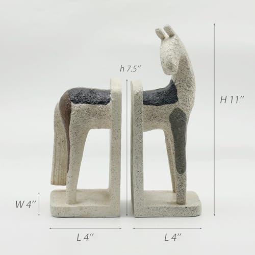Lukitas Abstract Horse Decorative Bookends Heavy Duty, Modern Minimalist Nordic Ornaments for Office Home Bookshelf Decor, Resin 11'' - color: Abstract Horse