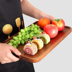 Large Wooden Serving Trays Long Party Charcuterie Boards Acacia Wood Platters Serving Cheese Board Rectangular Appetizer Snack Plates Rectangle Kitchen Dinner Platter for Food Dish Cake Dessert Tray - size: 16" x 10" x 0.8"