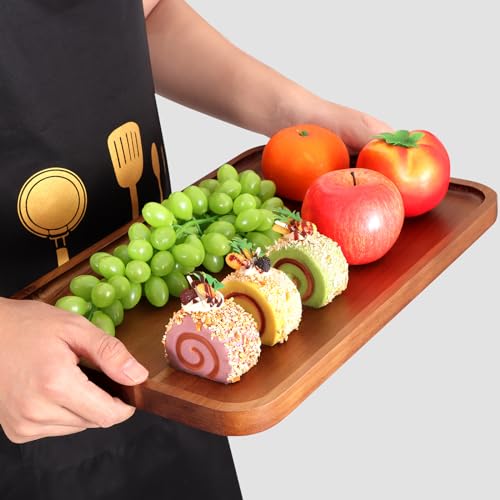 16" x 10" Rectangle Serving Trays Wooden Charcuterie Boards Rectangular Large Serving Platters for Cookie, Snack, Appetizer, Dessert, Party Food Dish Acacia Wood Kitchen Platter Tray Cheese Board - size: 16" x 10" x 0.8"