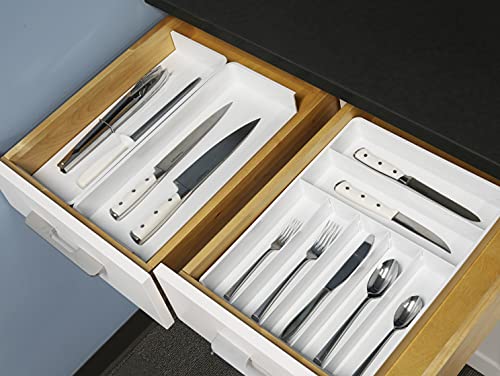 Simple Houseware Expandable & Adjustable Cutlery Drawer Organizer - Large Utensil and Flatware Tray for Kitchen Drawers, White - color: White