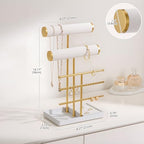 Lolalet Bracelet Display Stand Necklaces Holder, 5 Tiers Jewelry Organizer and Storage Rack with Velvet Slot and Metal Base, for Women Bangles Watches Ring Earrings -White - color: White