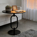 17In(W) x19In(H) Black Round Side Table Heavy Duty Modern End Table Stable Sofa Side Table Marble Base Accent Coffee Table Nightstand for Living Room Bedroom - color: Black-a