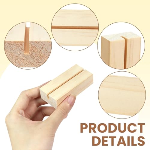 60Pcs 2.75x1.38 Inches Wood Table Number Stands Wood Place Card Holders Picture Holder Acrylic Sign Holdersr for Ceremony Birthday Party Home Decoration ﻿ - size: 2.75" 60pcs